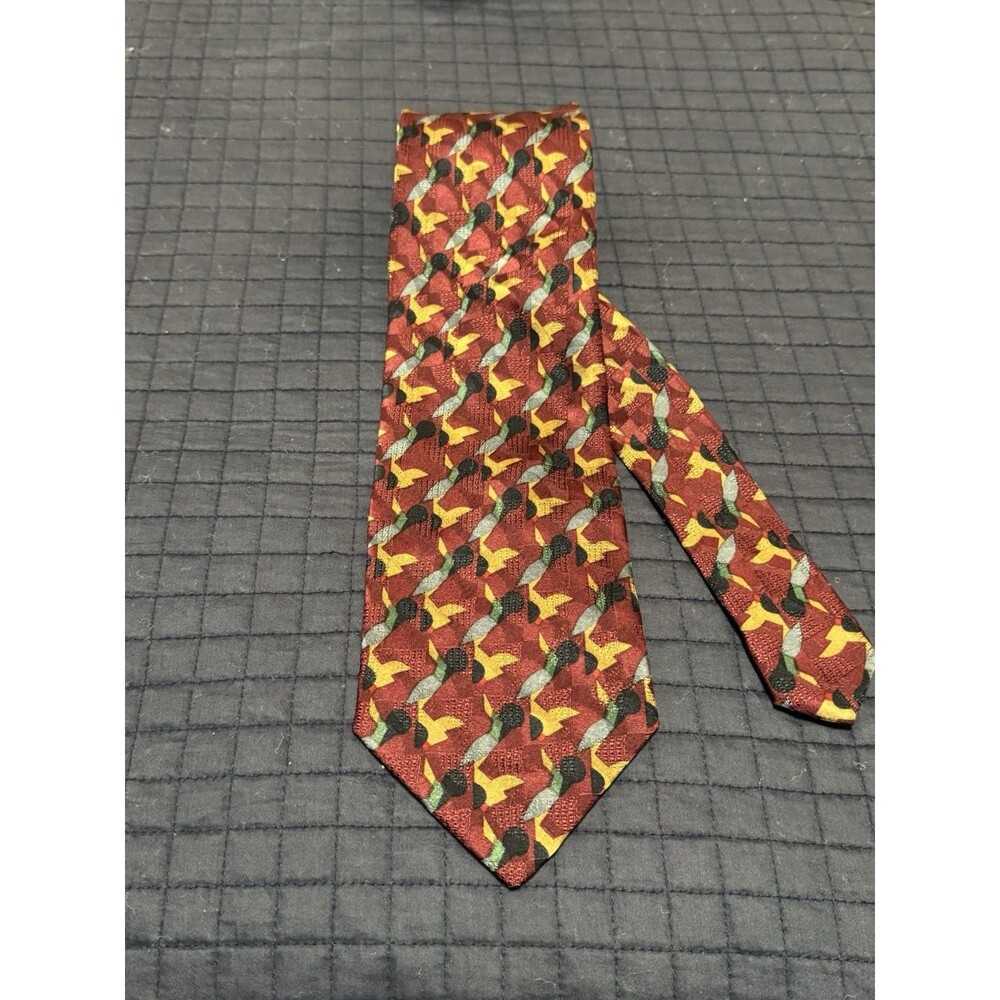 Pierre Balmain Means Tie, Water Fowl Design, Red and Gold